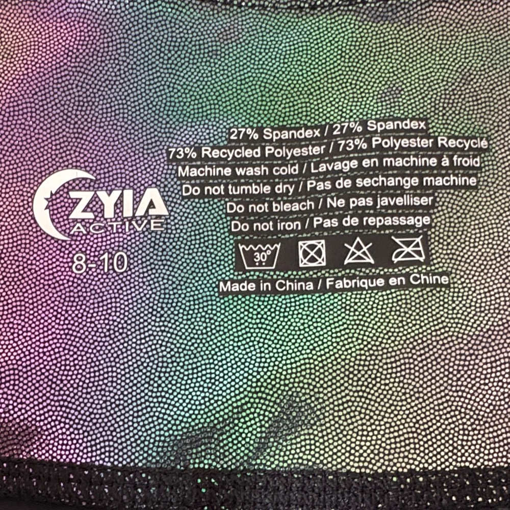 ZYIA Iridescent Metallic Purple Green High-Waist Leggings - Picture 9 of 9